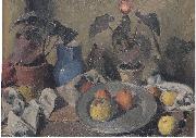 Felix Esterl Still life with fruits, foliage plants and jug France oil painting artist
